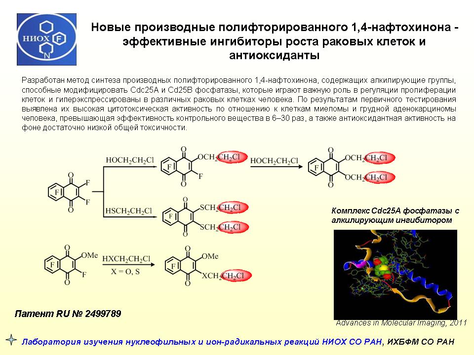 Новые производные полифторированного 1,4-нафтохинона - эффективные ингибиторы роста раковых клеток и антиоксиданты