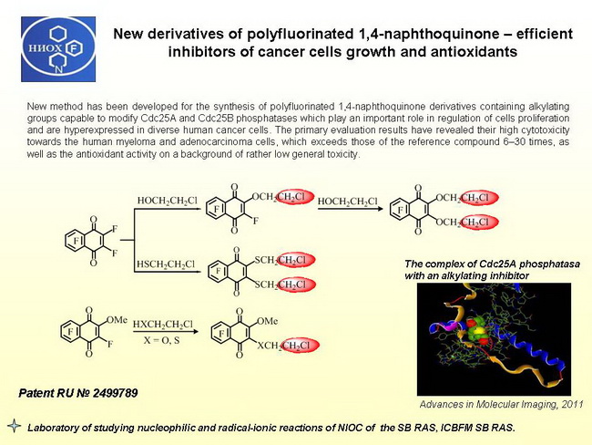 New derivatives of polyfluorinated 1,4-naphthoquinone – efficient inhibitors of cancer cells growth and antioxidants 