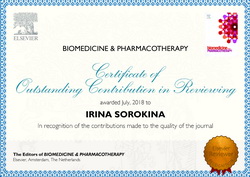 И.В. Сорокина - сертификат Elsivier